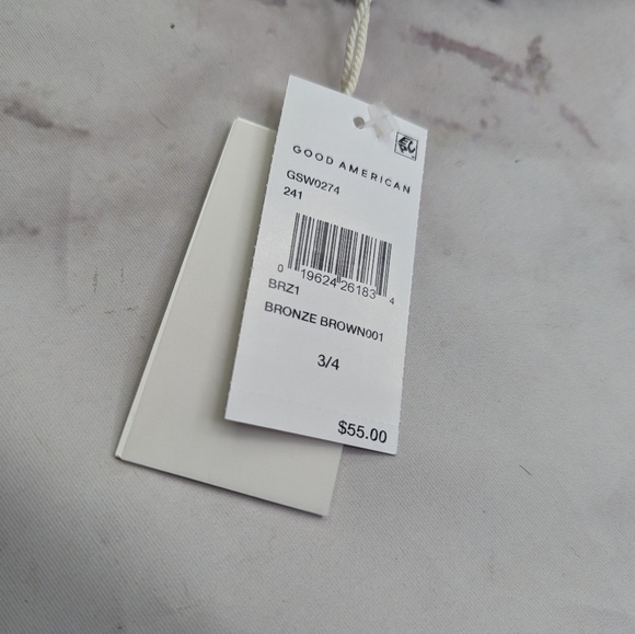 Good American Swim Top Women Brown Bronze Crinkle Tiny Ties Bikini - Picture 9 of 10